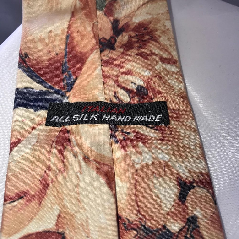 ITALIAN ALL SILK HAND MADE FLORAL TIE - Picture 4 of 5